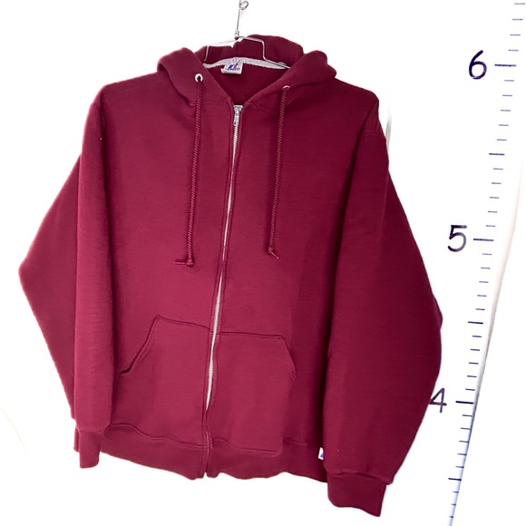 Russell Athletic Full Zip Red Burgundy Sweatshirt Hoodie XL - Picture 1 of 12